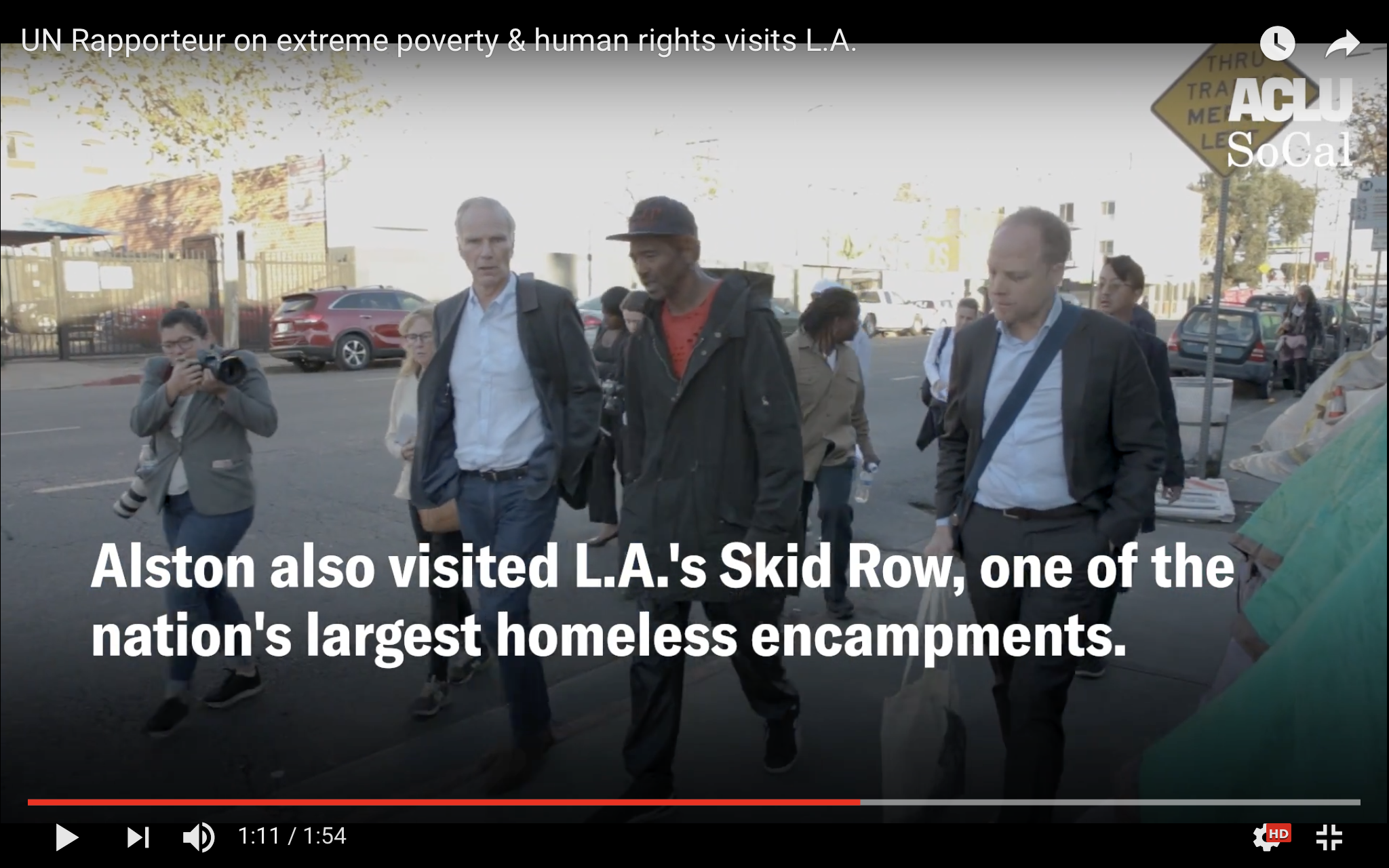 UN Special Rapporteur on Extreme Poverty Philip Alston turing Skid Row in L.A.