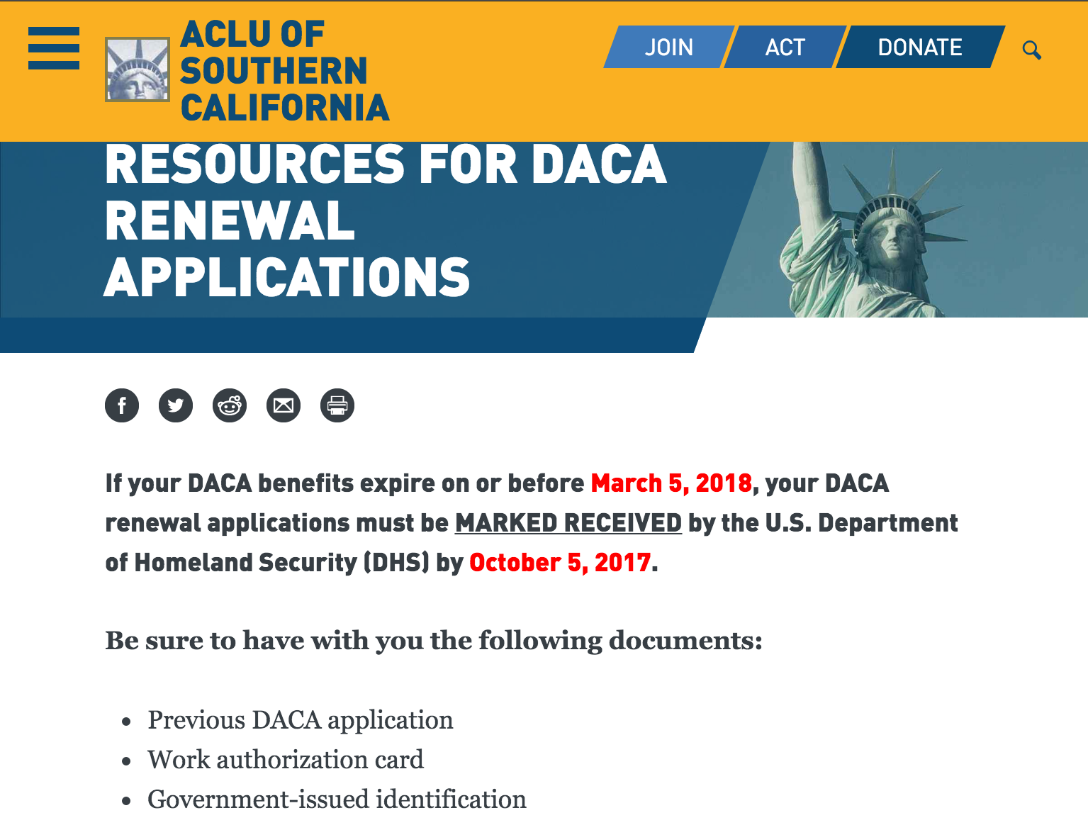 Resources for DACA renewal applications ACLU of Southern California