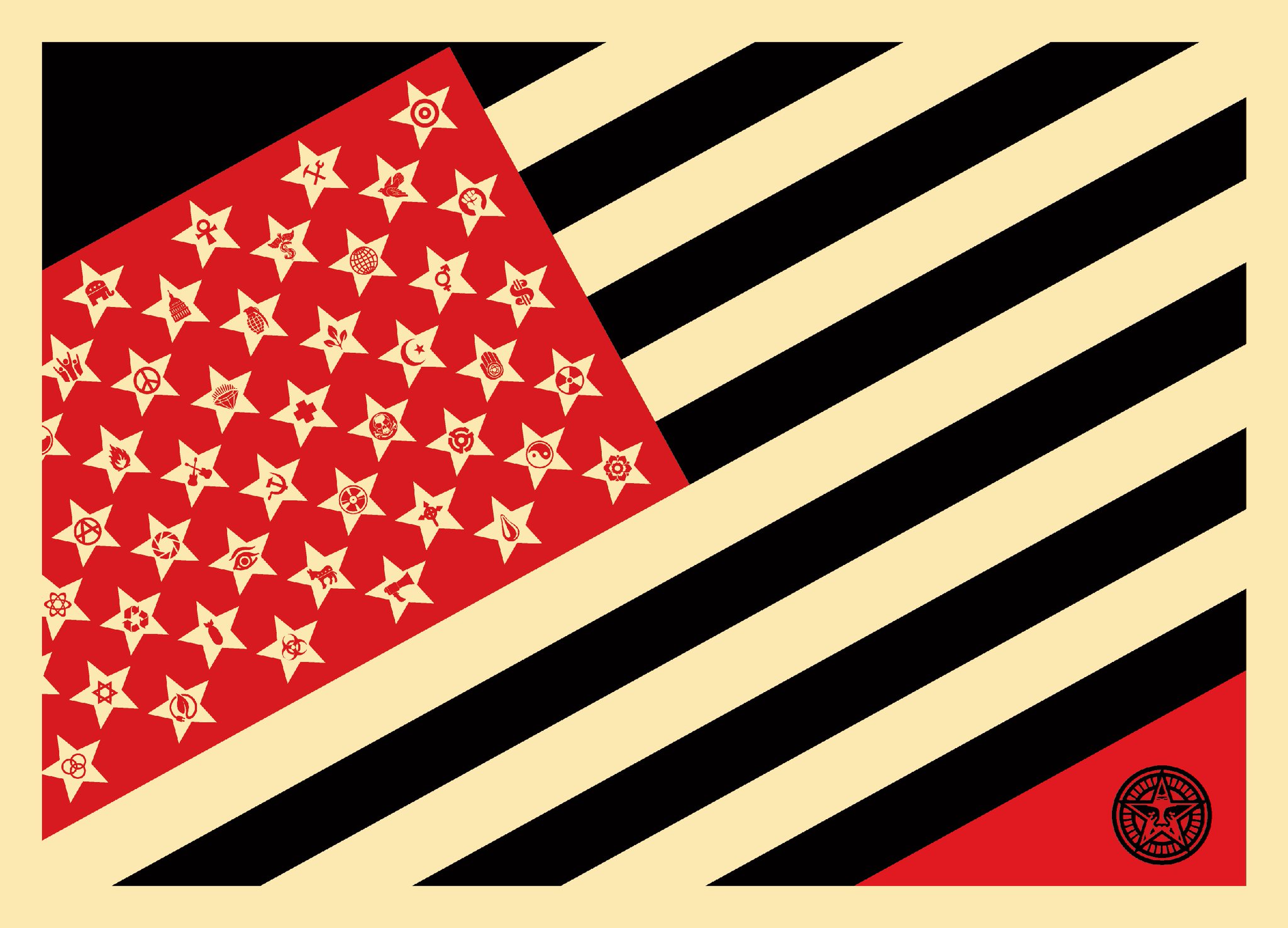 Illustration of a flag by Shepard Fairey/obeygiant.com